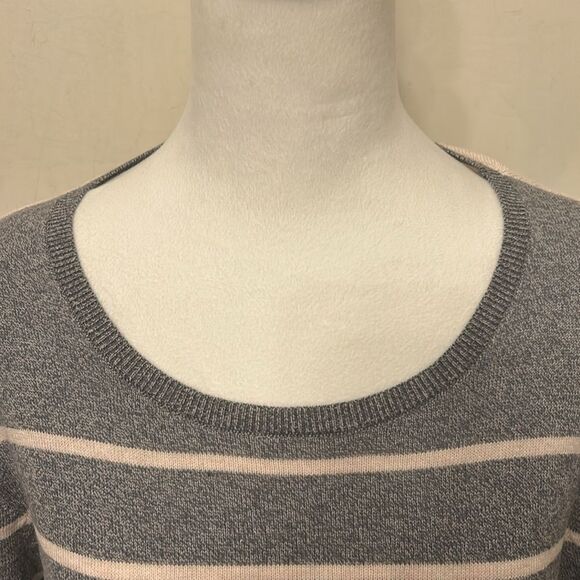 Nic + Zoe gray tan long sleeve striped lightweight sweater Size 2X EUC - Picture 3 of 9
